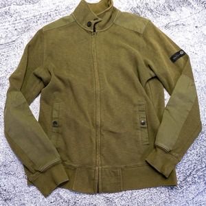 Ben Sherman Mens Jacket Size M Green Knit Nylon & Cotton Bomber Style Jacket